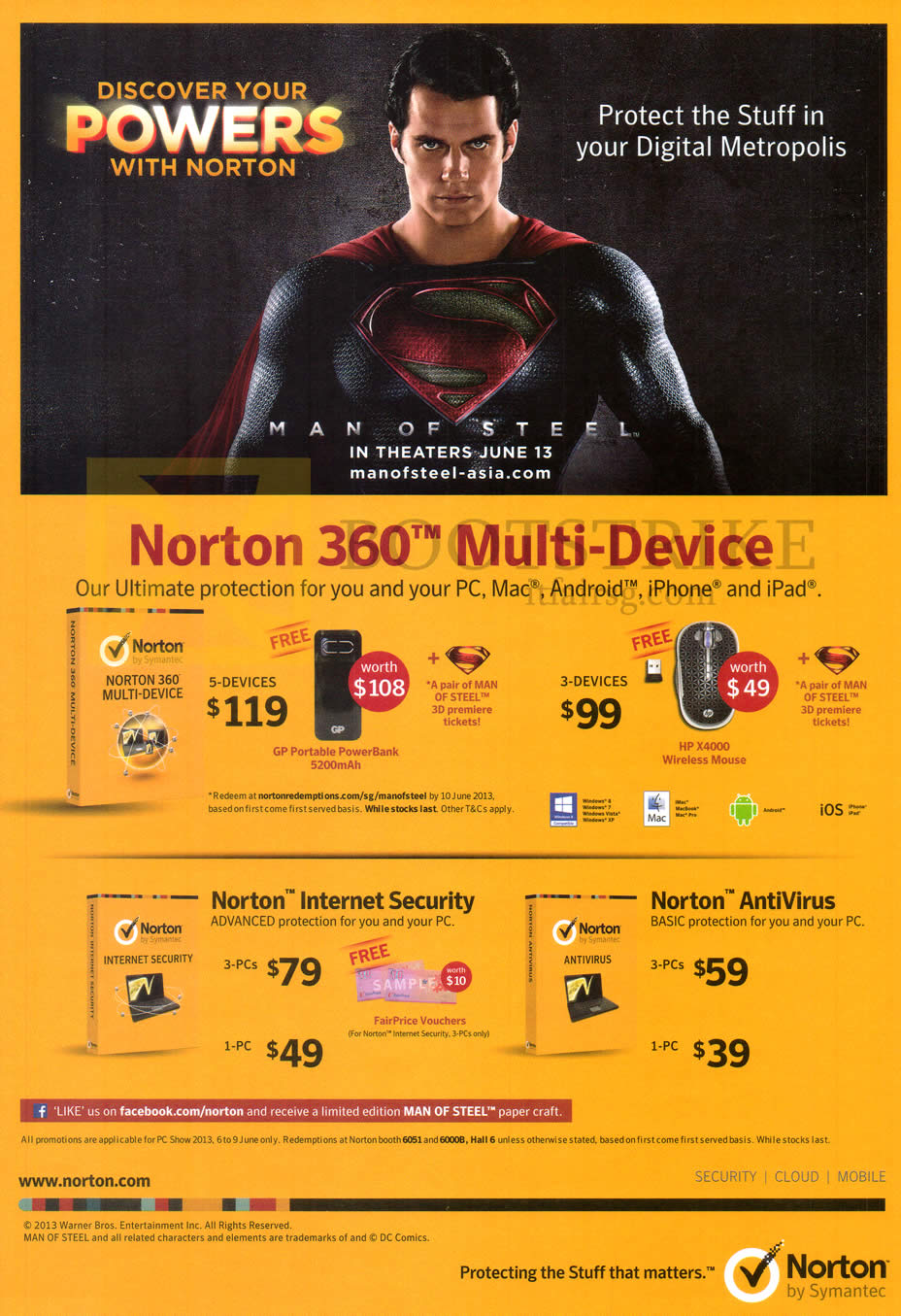 PC SHOW 2013 price list image brochure of Symantec Norton 360 Multi Device, Internet Security, AntiVirus