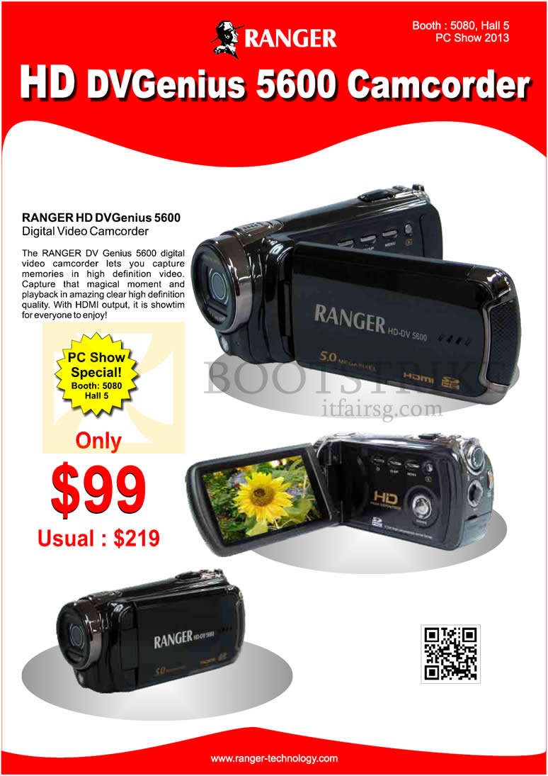 PC SHOW 2013 price list image brochure of Systems Tech Ranger HD DVGenius 5600 Video Camcorder