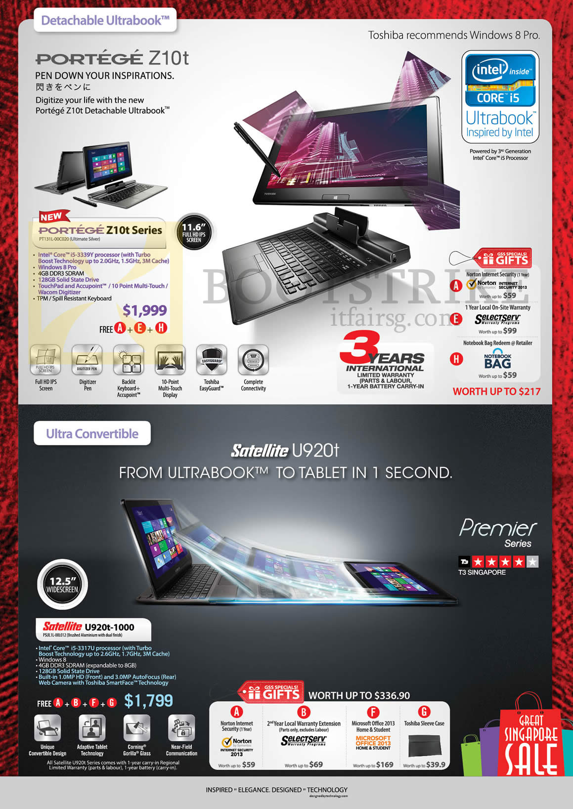 PC SHOW 2013 price list image brochure of Toshiba Notebooks Portege Z10t, U920t-1000