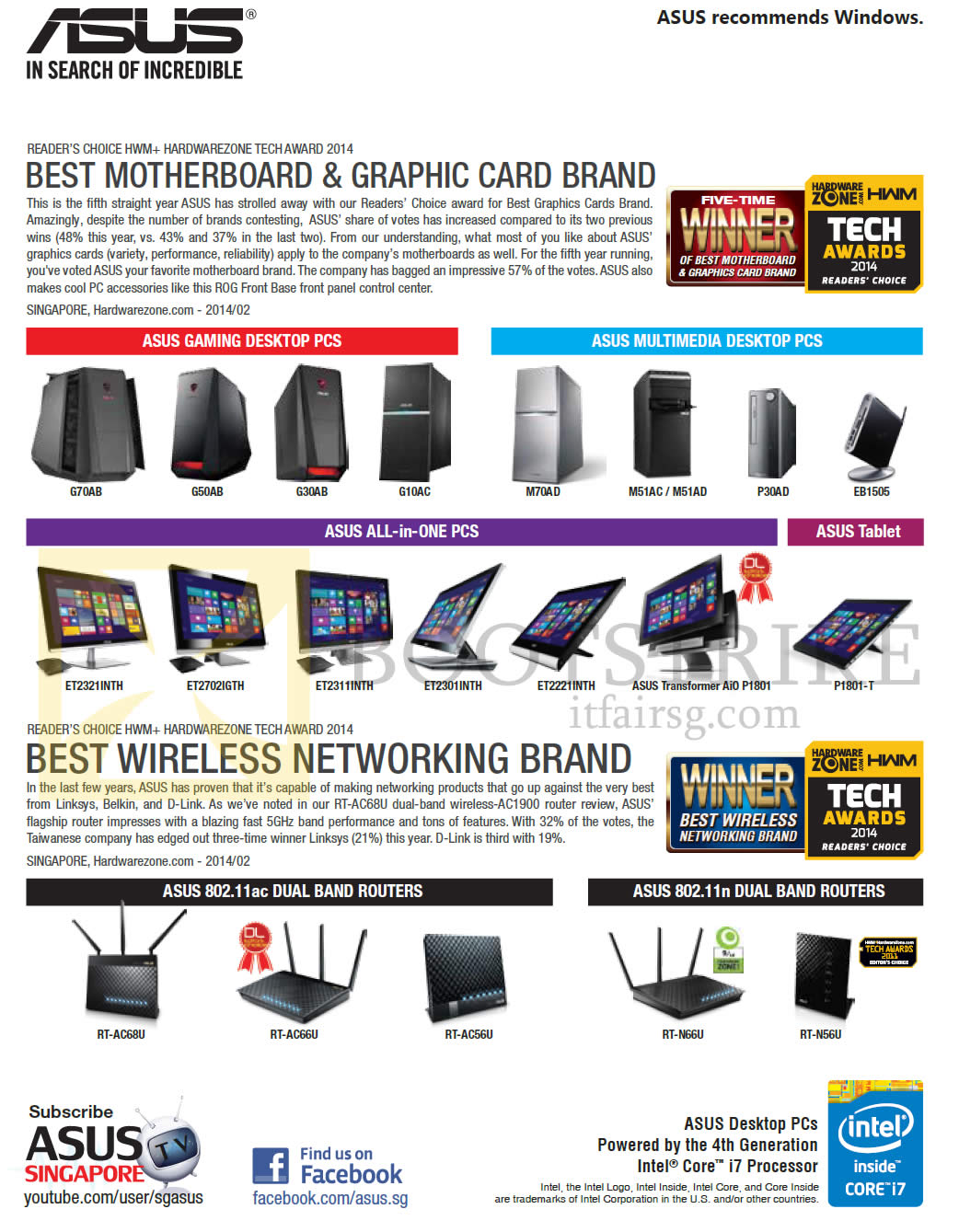 PC SHOW 2014 price list image brochure of ASUS Awards Motherboard, Graphic Cards, Wireless Networking