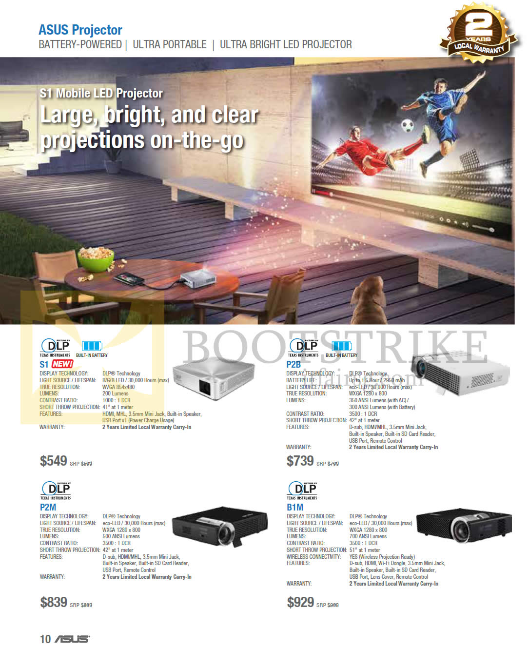 PC SHOW 2014 price list image brochure of ASUS Projectors S1, P2B, P2M, B1M
