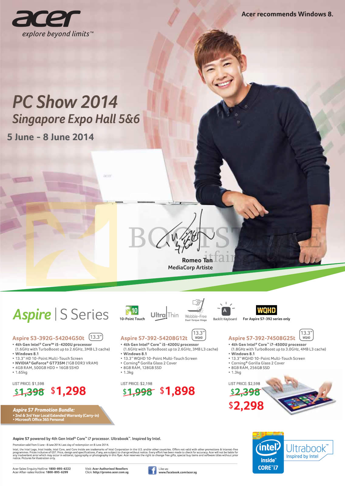PC SHOW 2014 price list image brochure of Acer Notebooks S3-392G-54204G50t, S7-392-54208G12t, S7-392-74508G25t