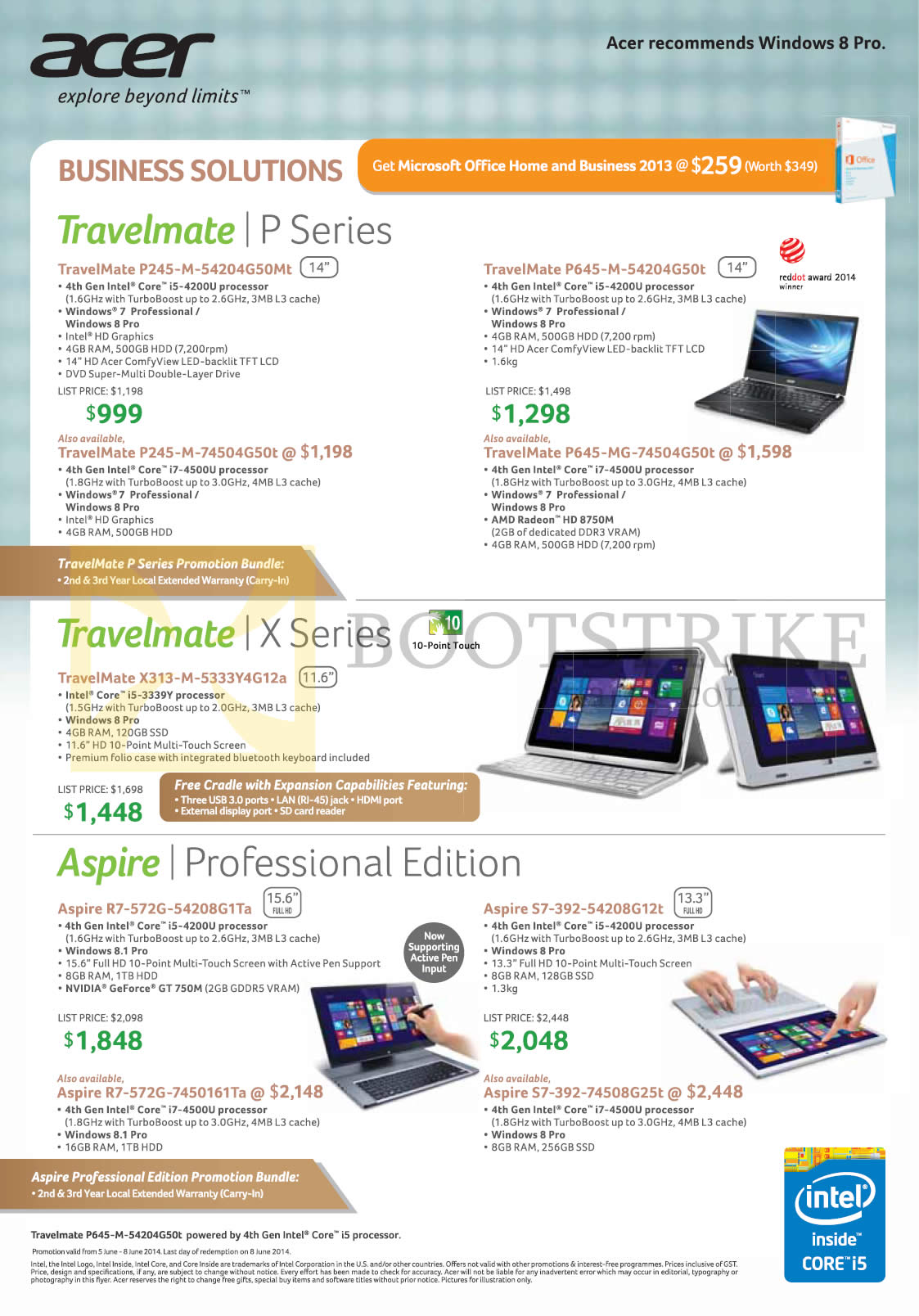 PC SHOW 2014 price list image brochure of Acer Notebooks Travelmate P245-M-54204G50Mt, 74504G50t, P645-M-54204G50t, Mg-74504G50t, X313-M-5333Y4G12a, R7-572G-54208G1Ta, S7-392, 54208G12t