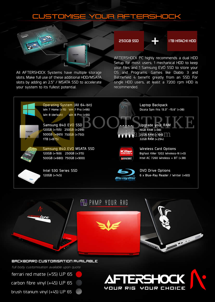 PC SHOW 2014 price list image brochure of Aftershock Customise Your Notebook
