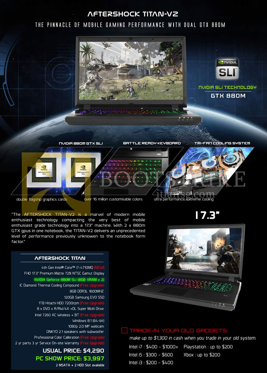 PC SHOW 2014 price list image brochure of Aftershock Notebook Titan-V2