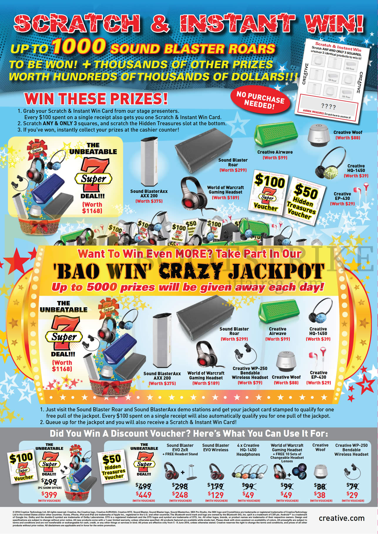 PC SHOW 2014 price list image brochure of Creative Bao Win Crazy Jackpot, Scratch N Win