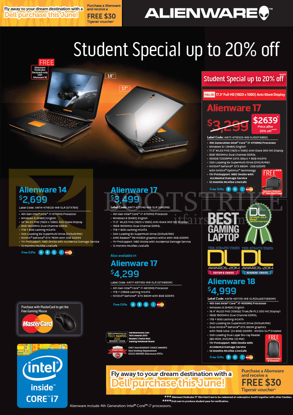 PC SHOW 2014 price list image brochure of Dell Notebooks Alienware 14, 17, 18