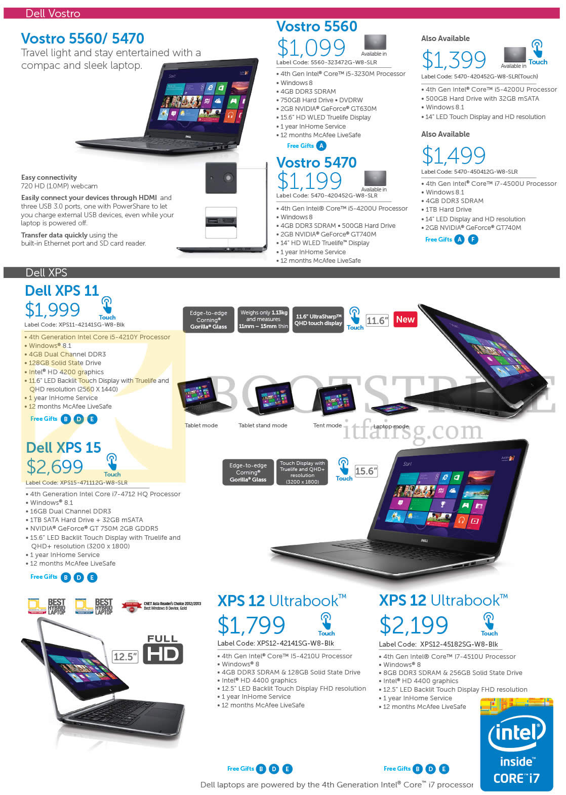 PC SHOW 2014 price list image brochure of Dell Notebooks Vostro 5560, 5470, XPS 11, 15, 12