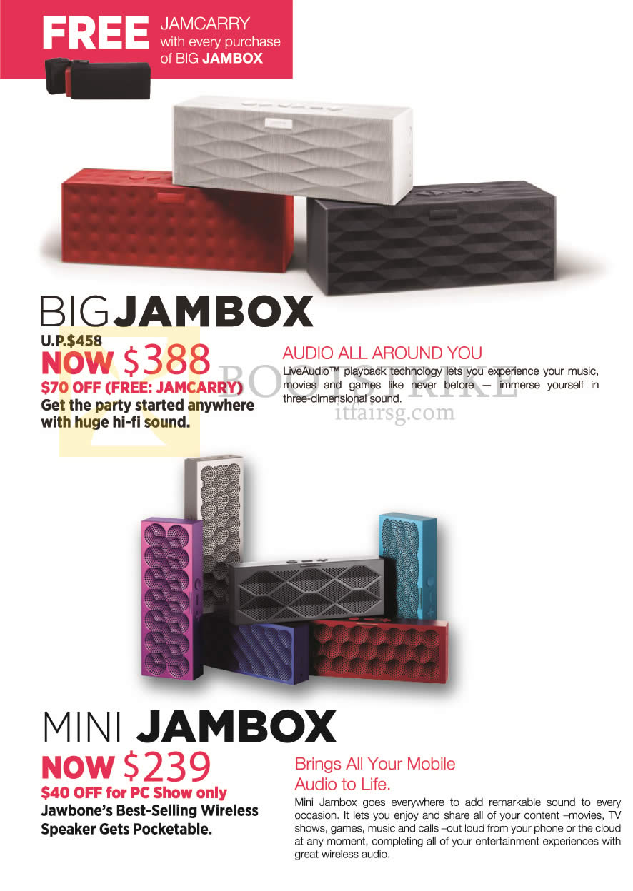 PC SHOW 2014 price list image brochure of Digital Hub Jawbone Big Jambox, Mini Jambox