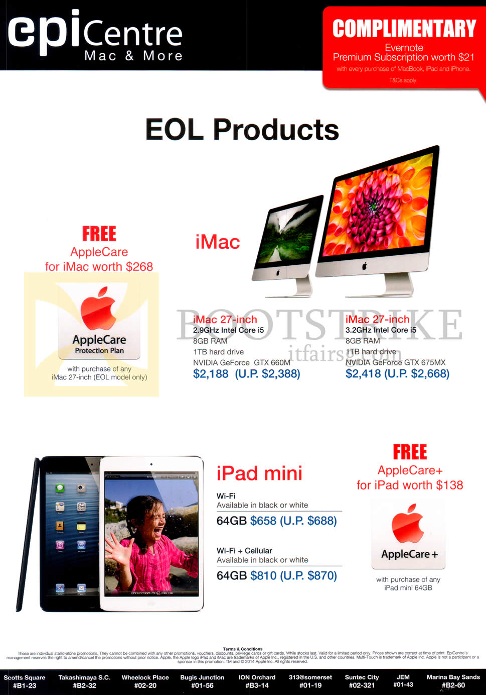 PC SHOW 2014 price list image brochure of EpiCentre Apple Desktop PCs, Tablets, IMac, IPad Mini