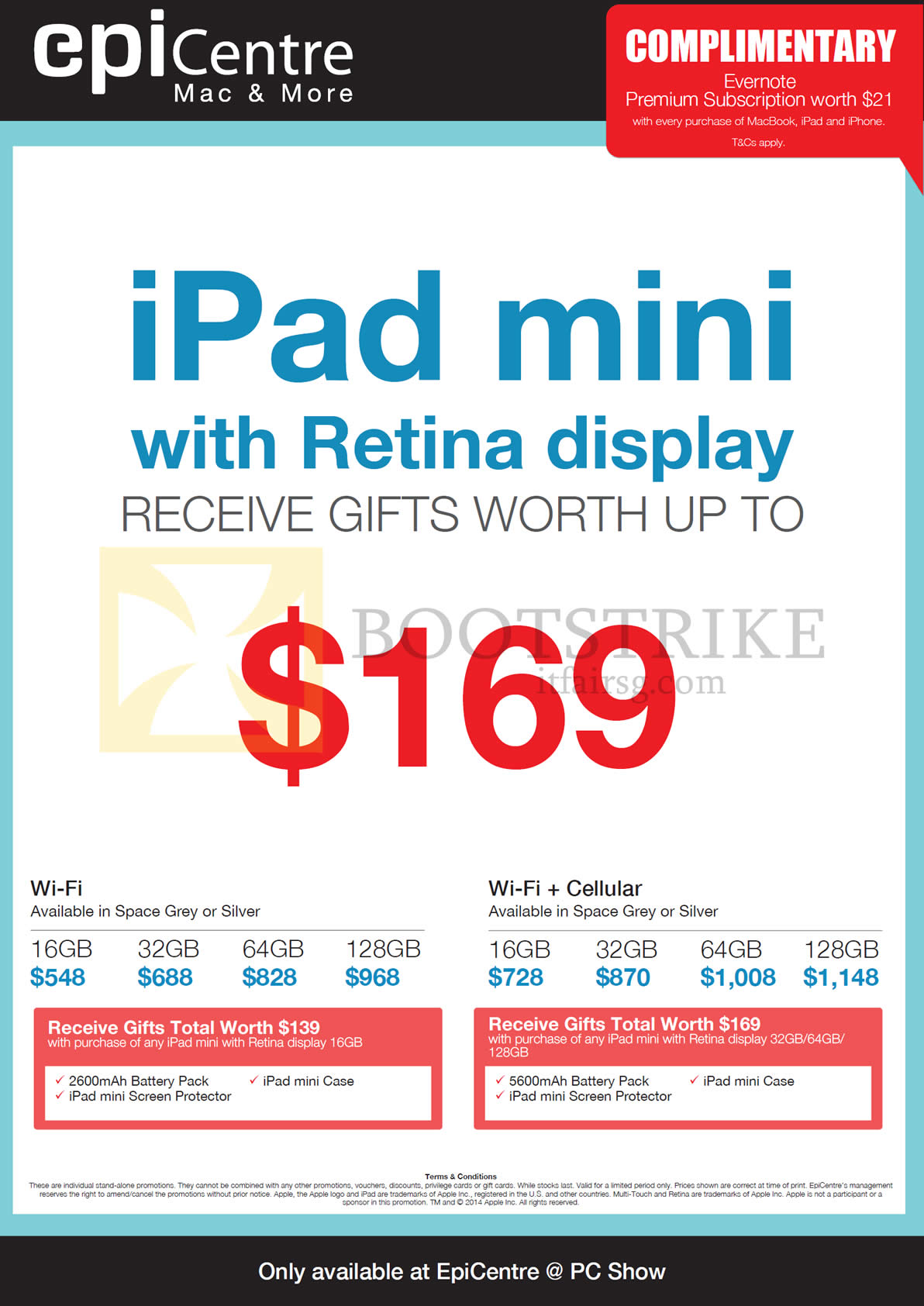 PC SHOW 2014 price list image brochure of EpiCentre Apple IPad Mini With Retina Display Wi-Fi, Cellular