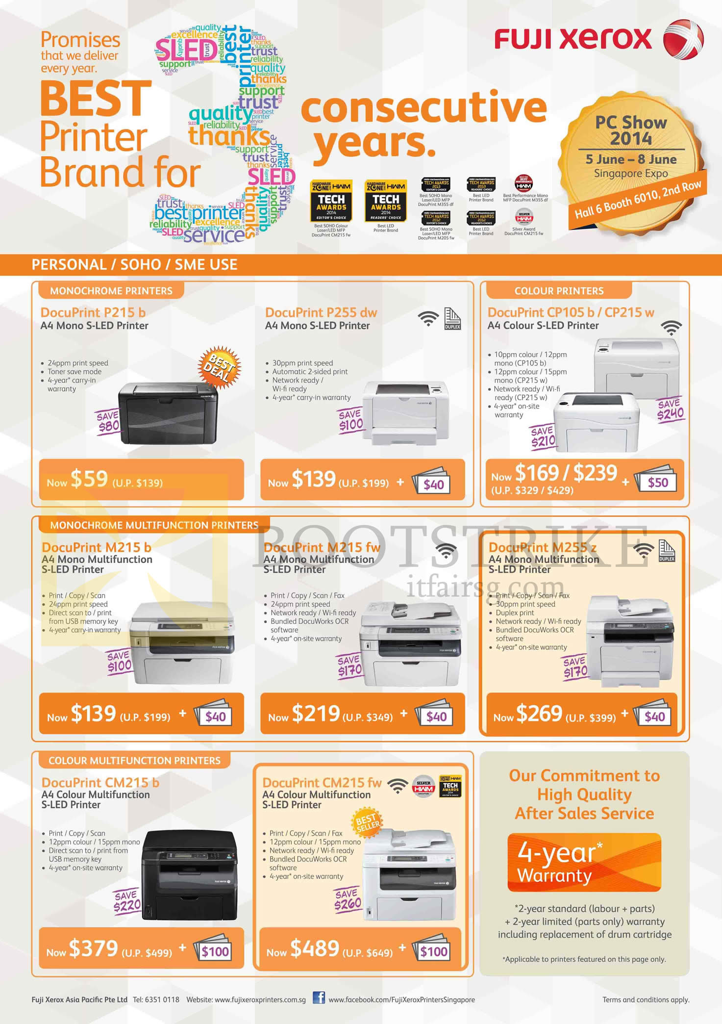 PC SHOW 2014 price list image brochure of Fuji Xerox Printers DocuPrint P215b, P255dw, CP105b, CP215w, M215b, M215fw, M255z, CM215b, CM215fw