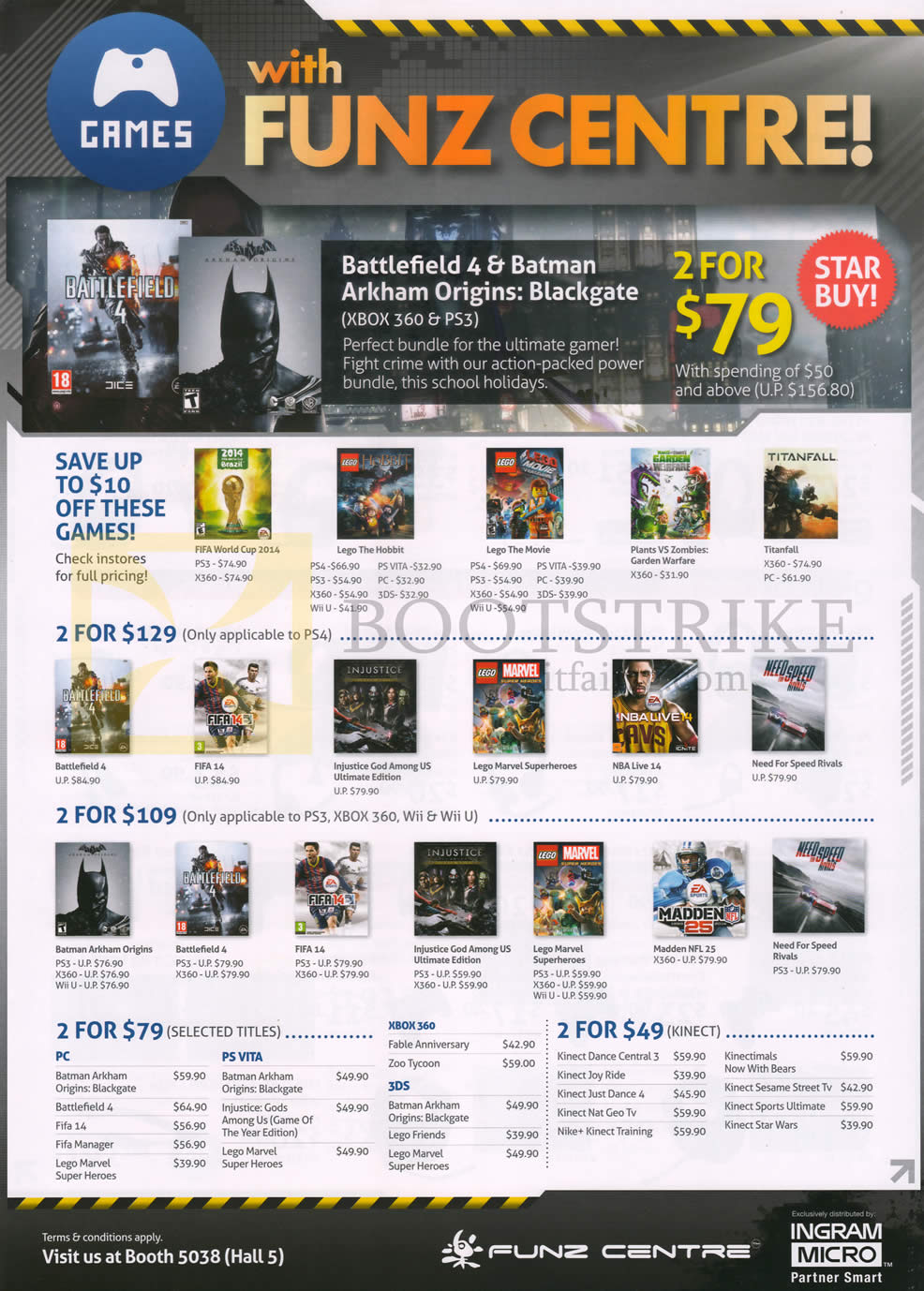 PC SHOW 2014 price list image brochure of Funz Centre Games PS4 Playstation 4, Xbox 360, Wii, Wii U, PC, 3DS, PS Vita, Kinect