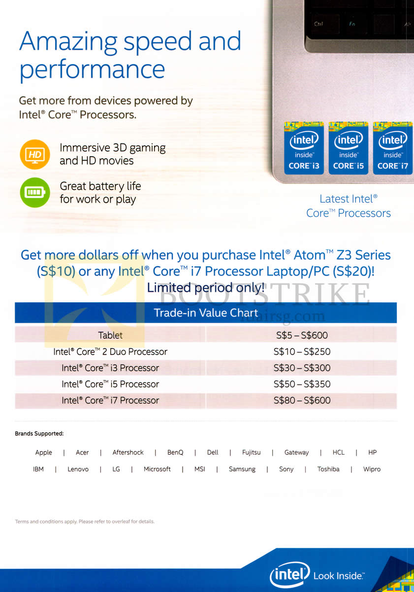 PC SHOW 2014 price list image brochure of Harvey Norman Intel Processor Trade-in Value Chart