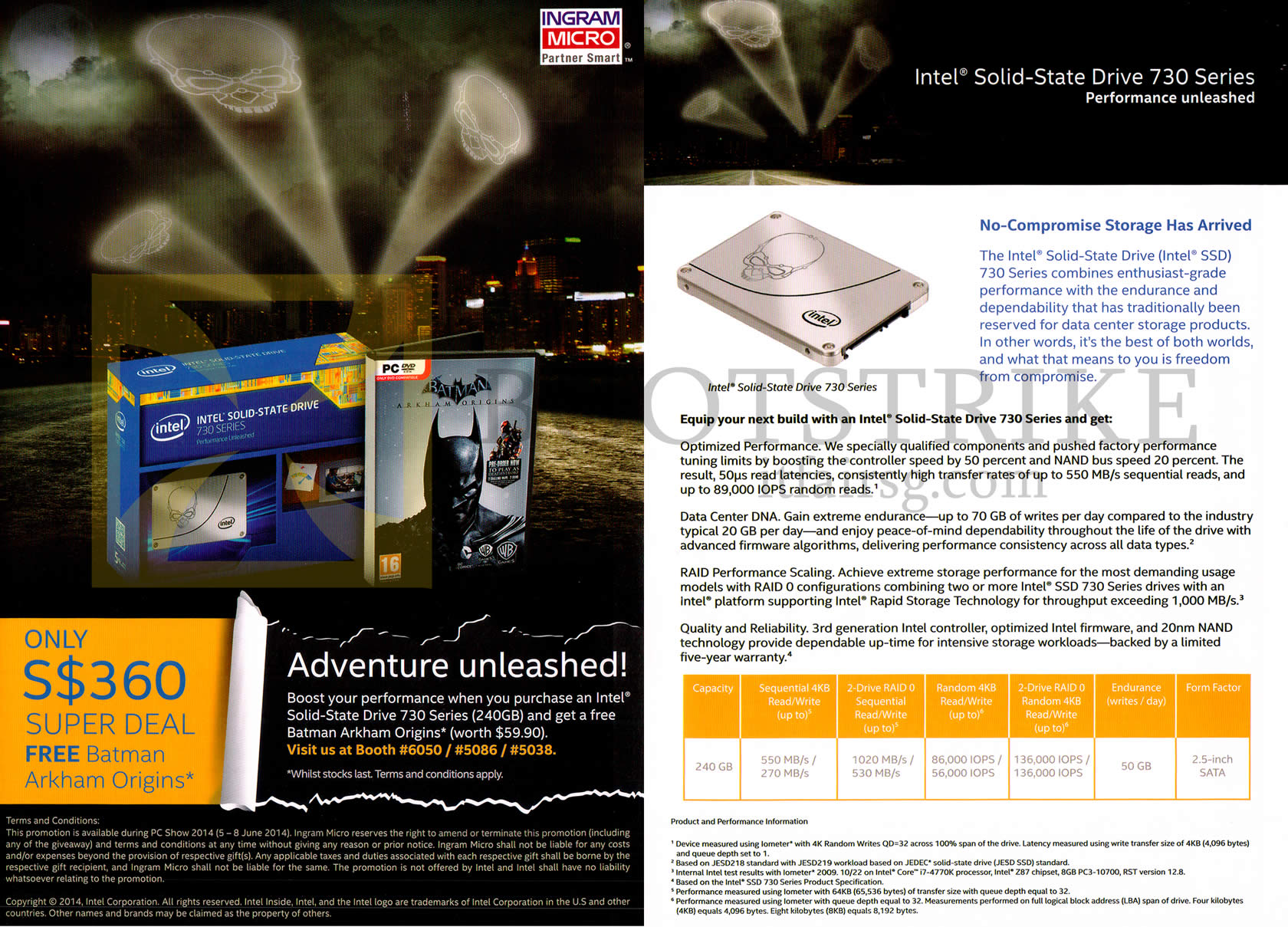 PC SHOW 2014 price list image brochure of Intel SSD Drive 730 250GB Series