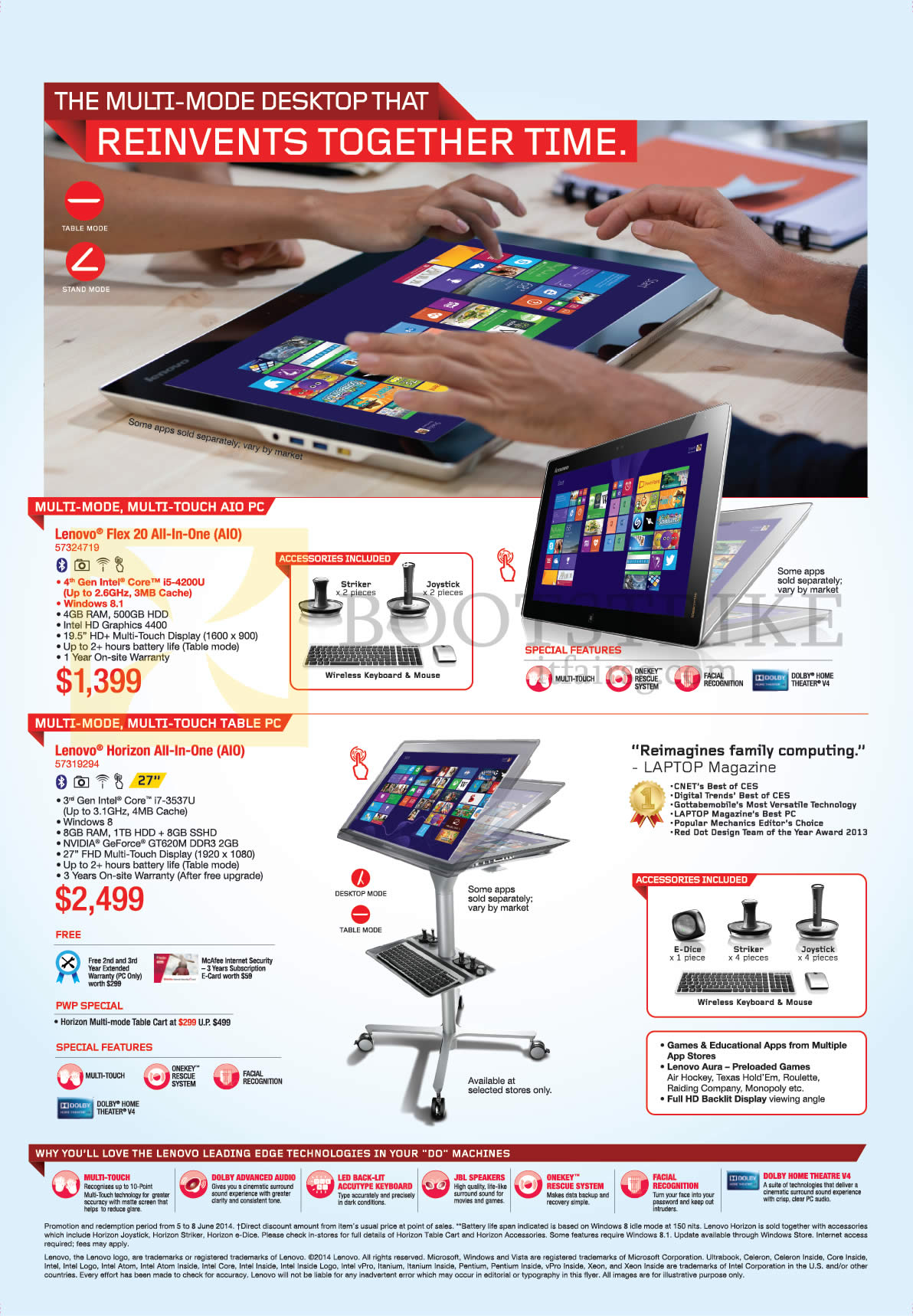 PC SHOW 2014 price list image brochure of Lenovo Desktop PC AIO Flex 20 All-In-One, Horizon