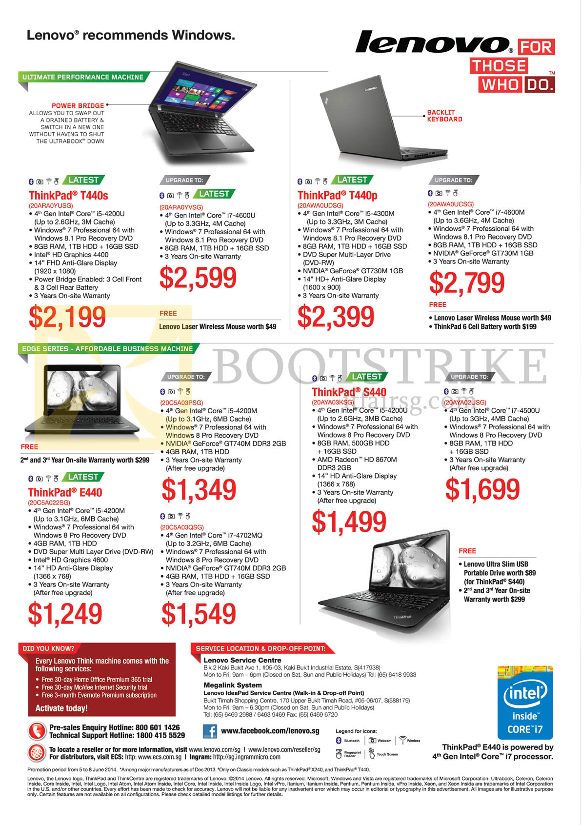 PC SHOW 2014 price list image brochure of Lenovo Notebooks ThinkPad T440s, T440p, E440, S440