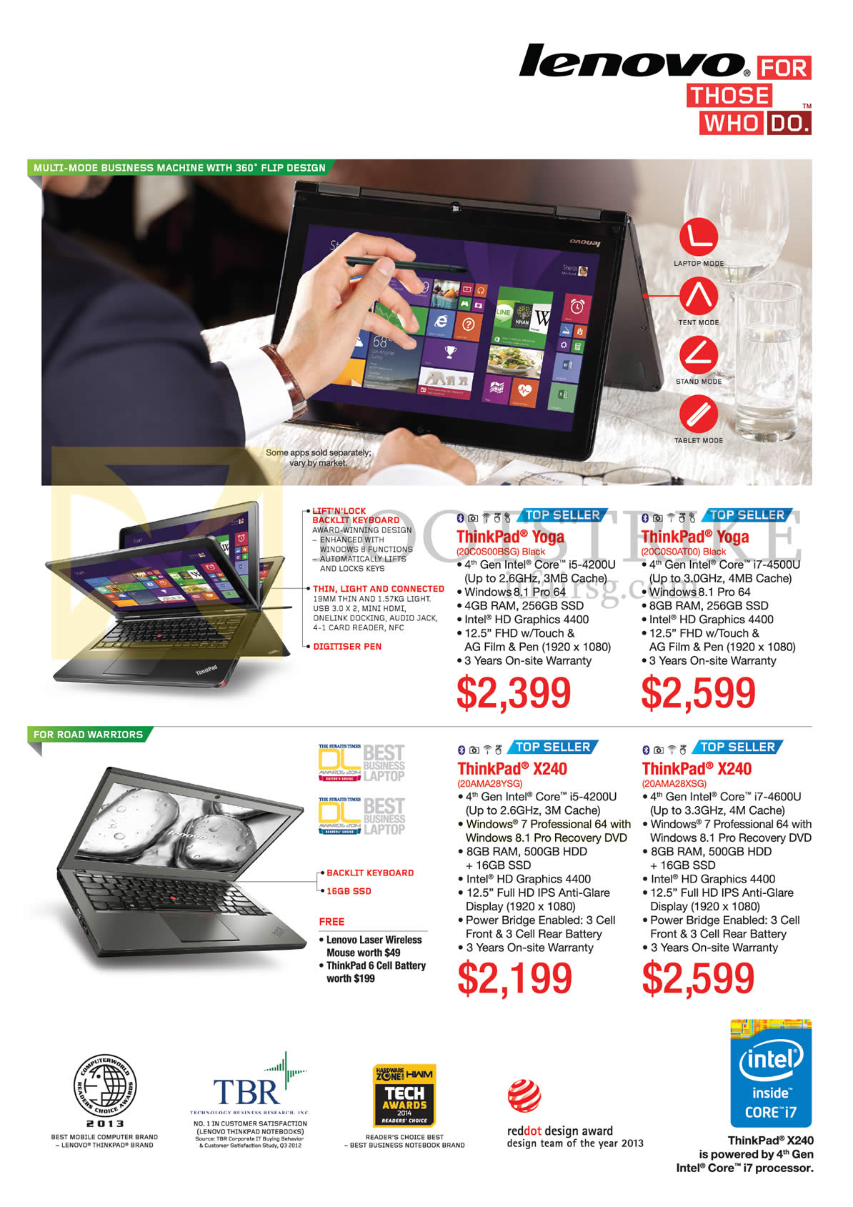 PC SHOW 2014 price list image brochure of Lenovo Notebooks ThinkPad Yoga, ThinkPad X240
