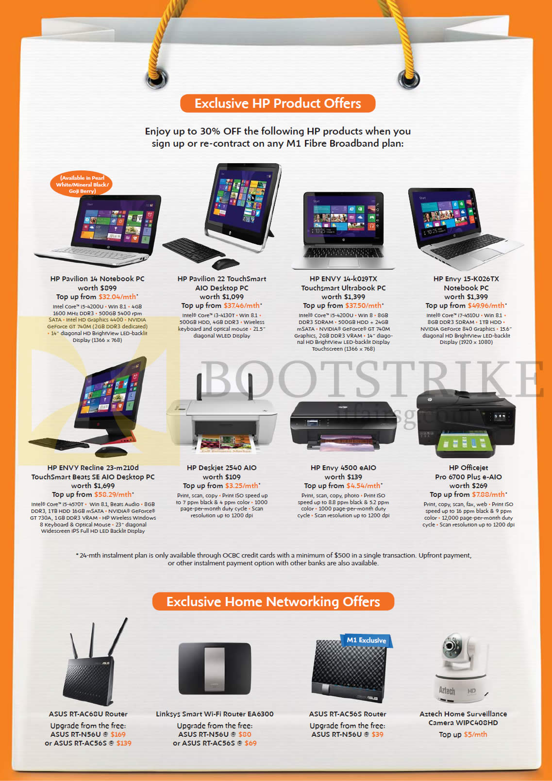PC SHOW 2014 price list image brochure of M1 Broadband Fibre ASUS Linksys Aztech Networking, HP Notebook Offers, AIO Desktop PC, Printers, Router, IPCam