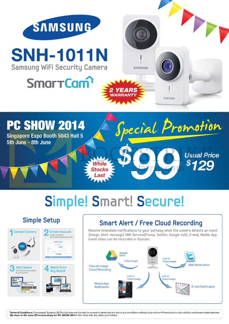 PC SHOW 2014 price list image brochure of P Mobile Samsung Wifi Security Camera SNH-1011N