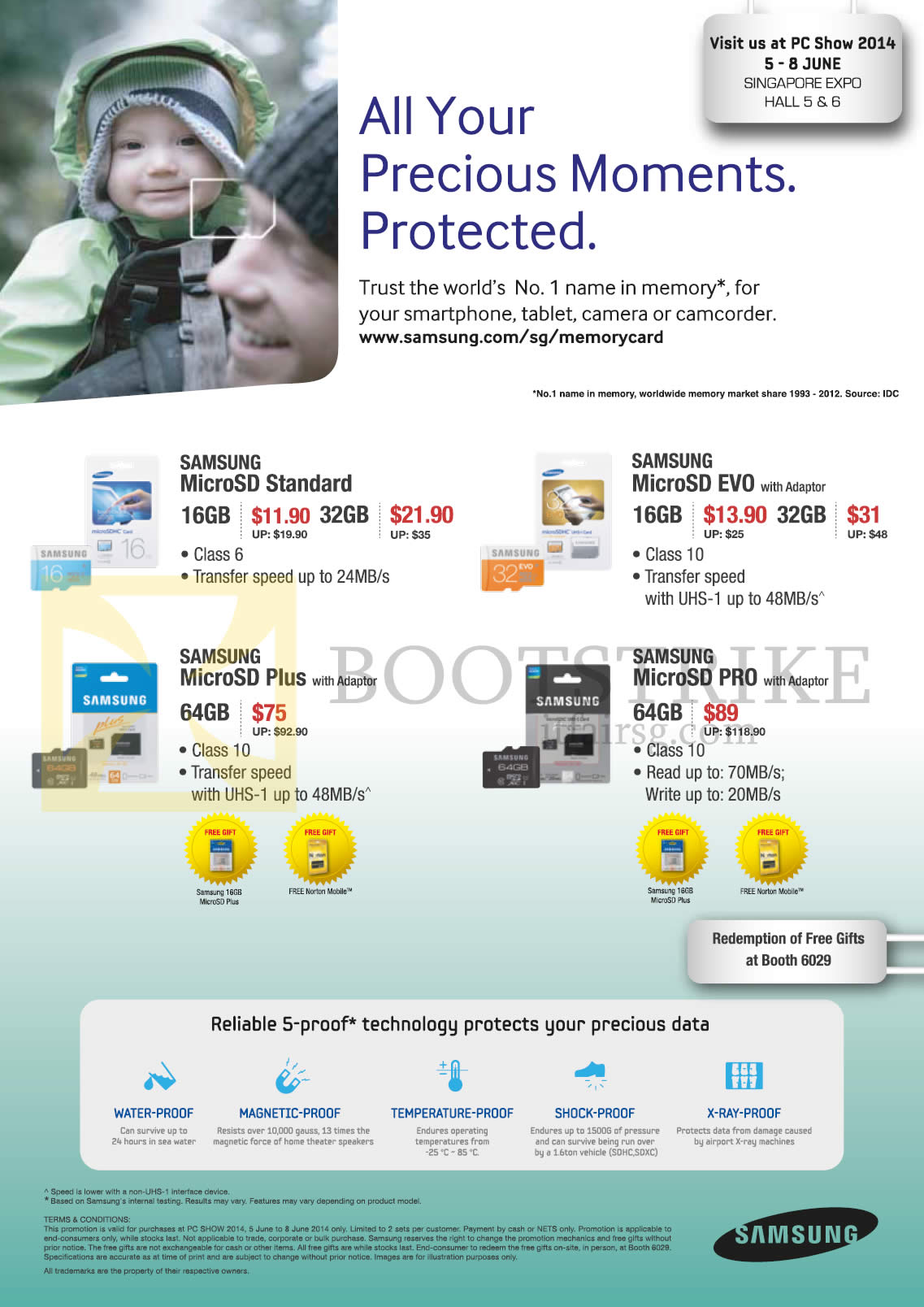 PC SHOW 2014 price list image brochure of Samsung Flash Memory Cards MicroSD Standard, MicroSD EVO, Plus, PRO