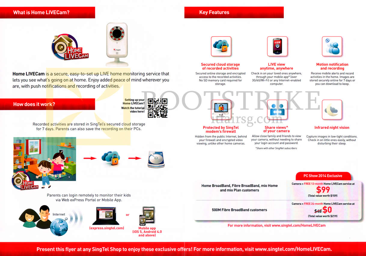 PC SHOW 2014 price list image brochure of Singtel Home LiveCam Monitoring Service