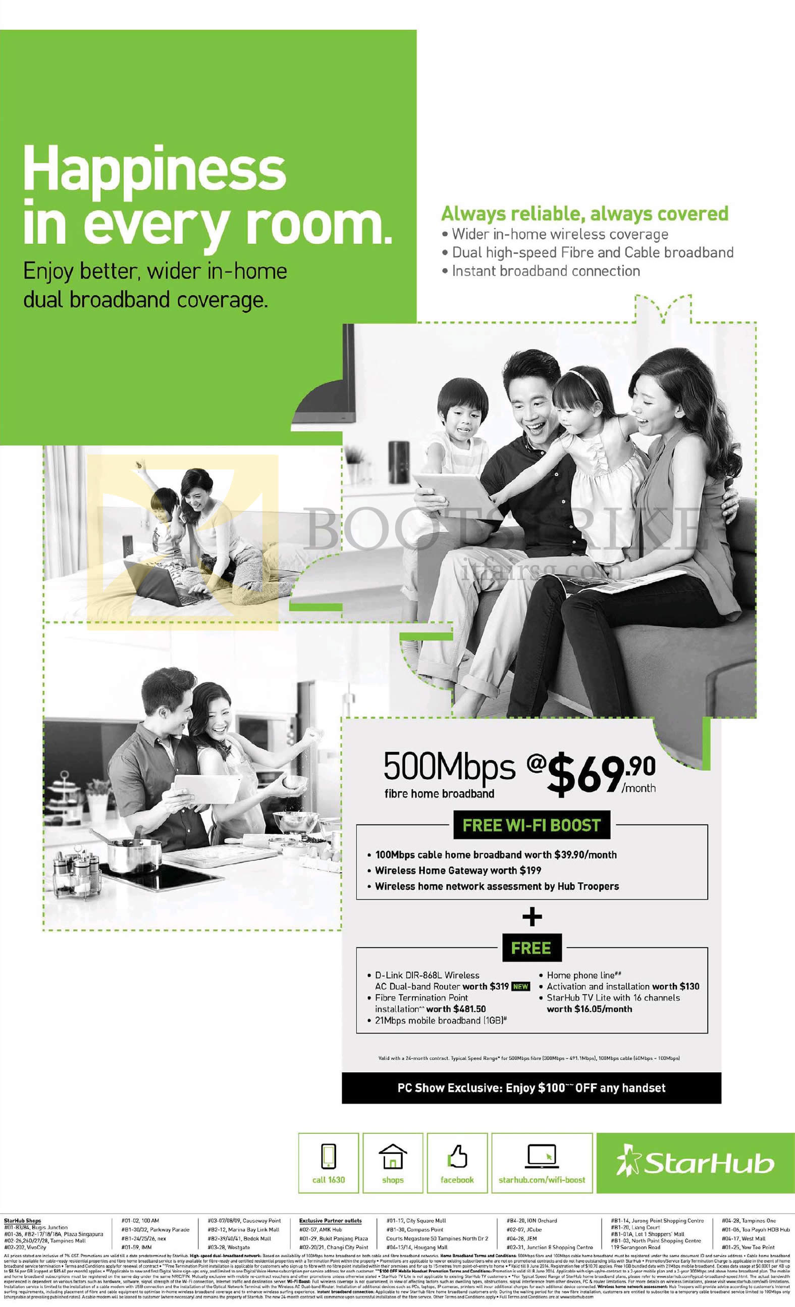 PC SHOW 2014 price list image brochure of Starhub Broadband Fibre 500Mbps 100 Dollar Off Handset