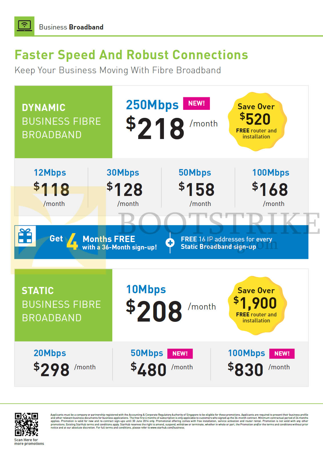 PC SHOW 2014 price list image brochure of Starhub Business Broadband Fibre 250Mbps Dynamic, 10Mbps Static