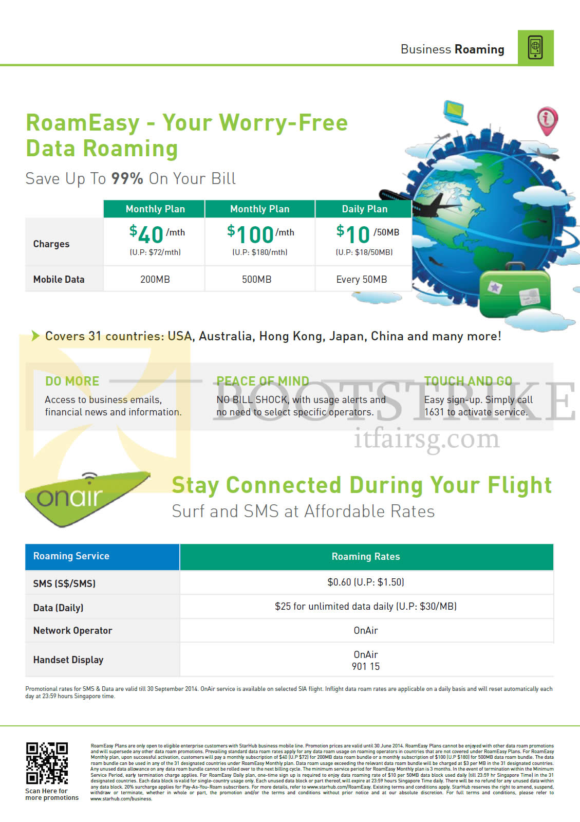 PC SHOW 2014 price list image brochure of Starhub Business Mobile Broadband Data Roaming Monthly, OnAir
