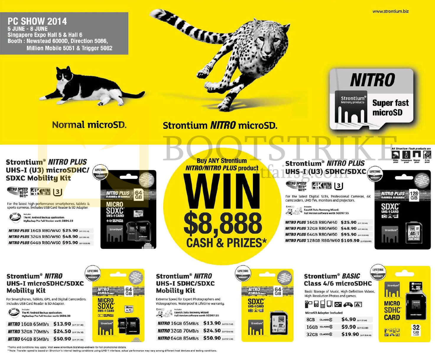 PC SHOW 2014 price list image brochure of Strontium Flash Memory Cards Nitro Plus UHS MicroSDHC, SDXC