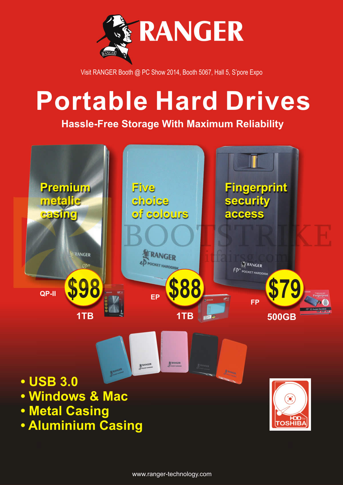 PC SHOW 2014 price list image brochure of Systems Tech Ranger External Storage Hard Disk Drives, QP-II 1TB, EP 1TB, FP 500GB