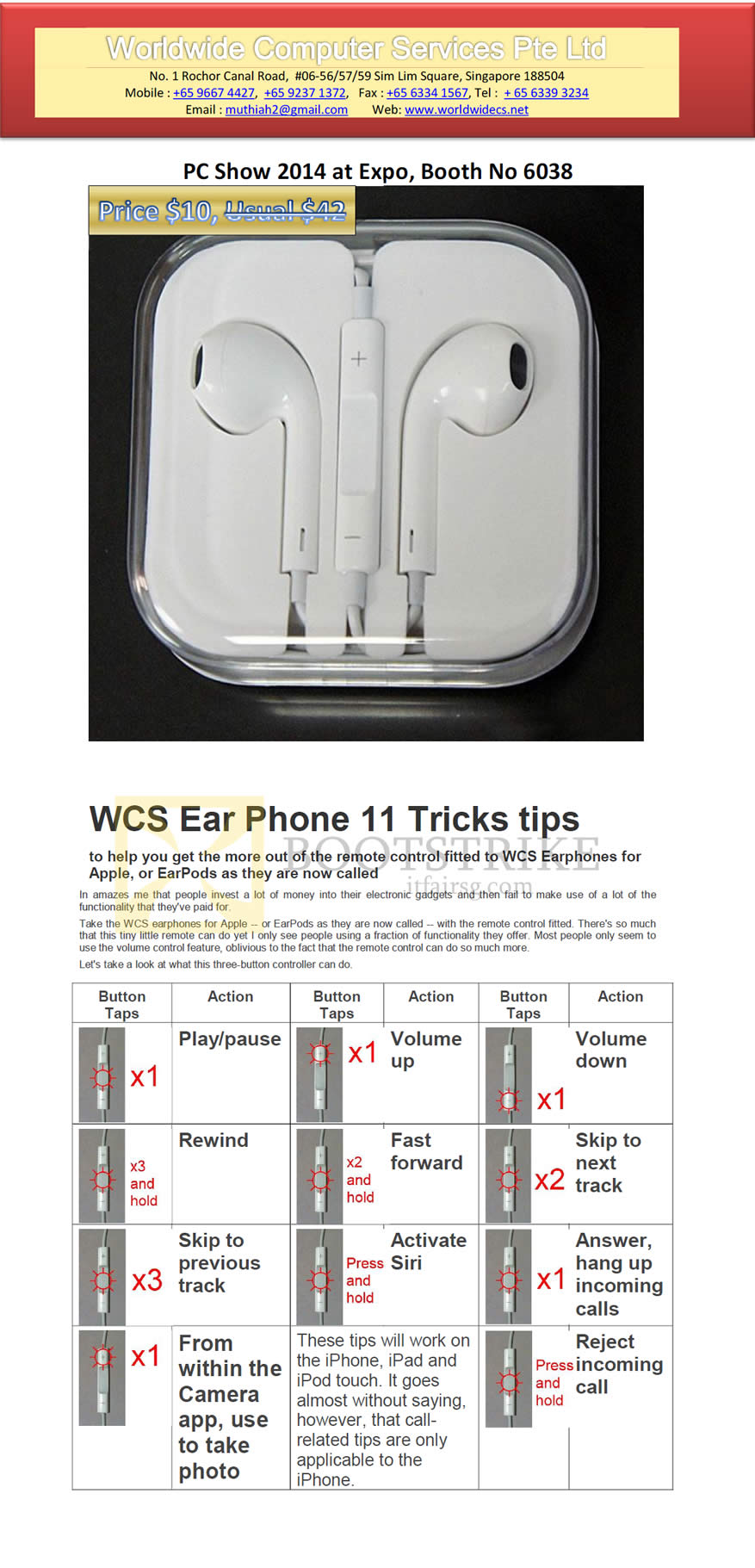 PC SHOW 2014 price list image brochure of Worldwide Computer Services WCS Apple Earphones 11 Earpods