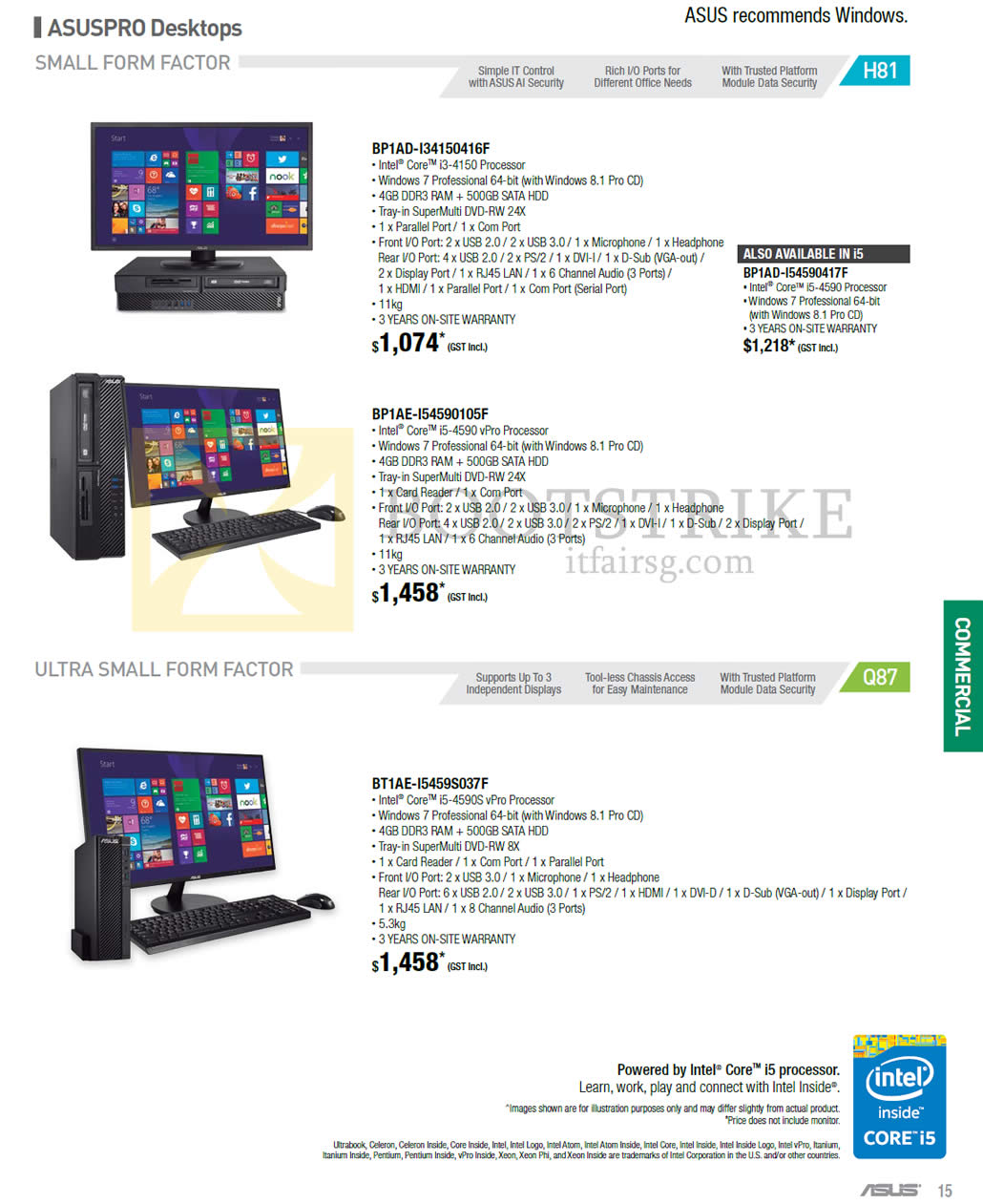 PC SHOW 2015 price list image brochure of ASUS Desktop PCs ASUSPRO, BP1AD-I34150416F, BP1AE-I54590105F, BP1AD-I54590417F, BT1AE-I5459S037F