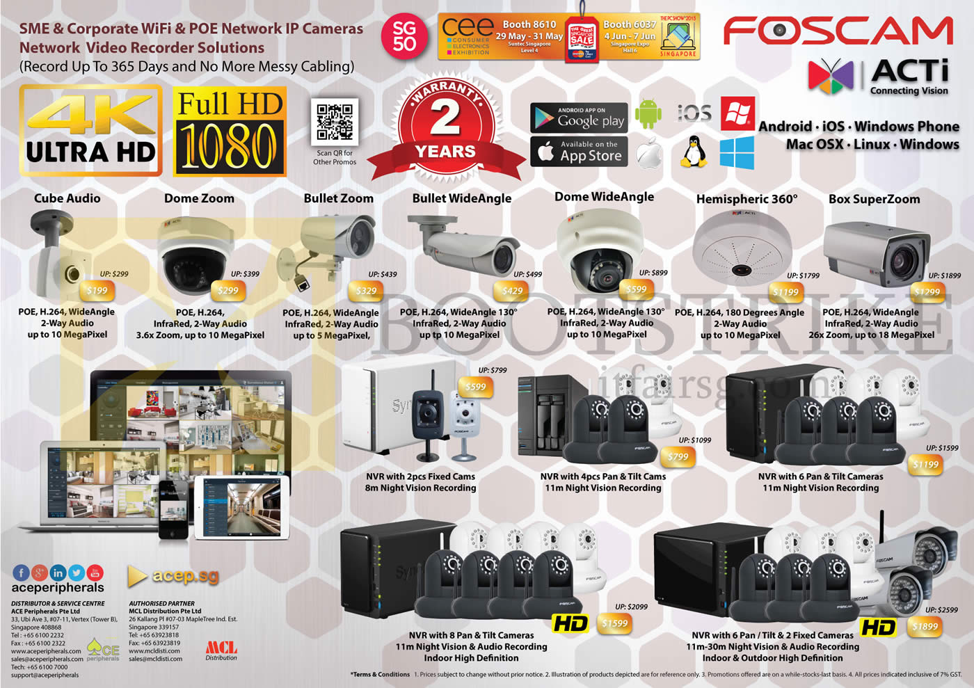 PC SHOW 2015 price list image brochure of Ace Peripherals ACTi Foscam Network IPCam POE WiFi Camera