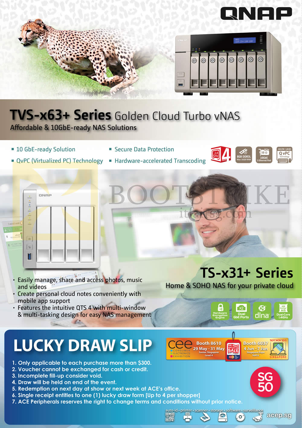 PC SHOW 2015 price list image brochure of Ace Peripherals Qnap Lucky Draw