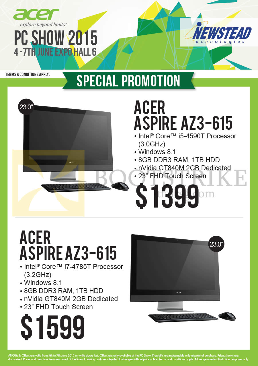 PC SHOW 2015 price list image brochure of Acer Newstead AIO Desktop PCs Aspire AZ3-615