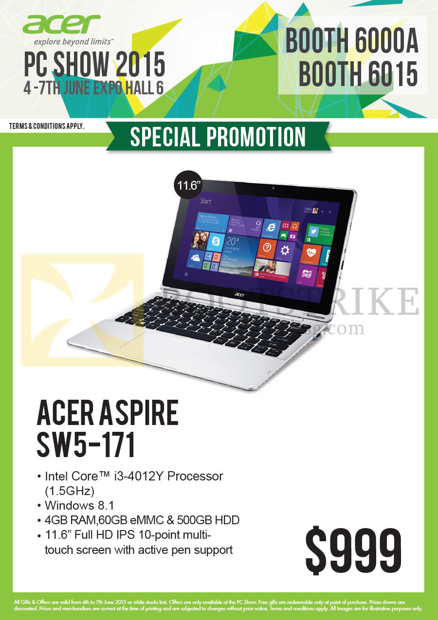 PC SHOW 2015 price list image brochure of Acer Newstead Notebooks Aspire SW5-171