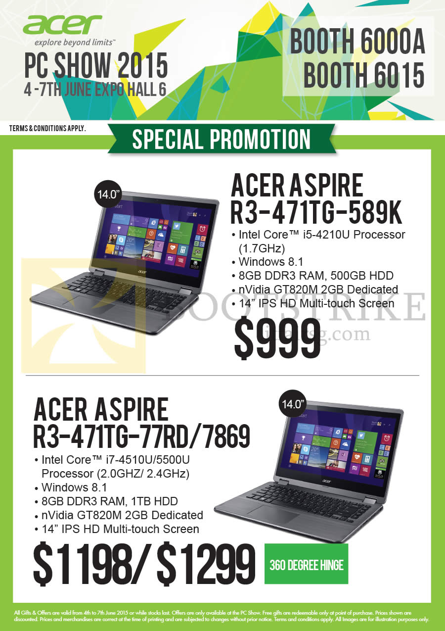 PC SHOW 2015 price list image brochure of Acer Newstead Notebooks R3-471TG-589K, R3-471TG-77RD, 7869