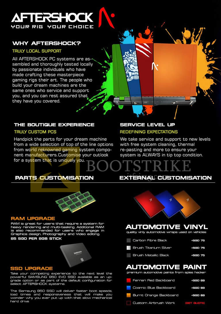 PC SHOW 2015 price list image brochure of Aftershock Local Support, Custom PCs, Service, Customisation