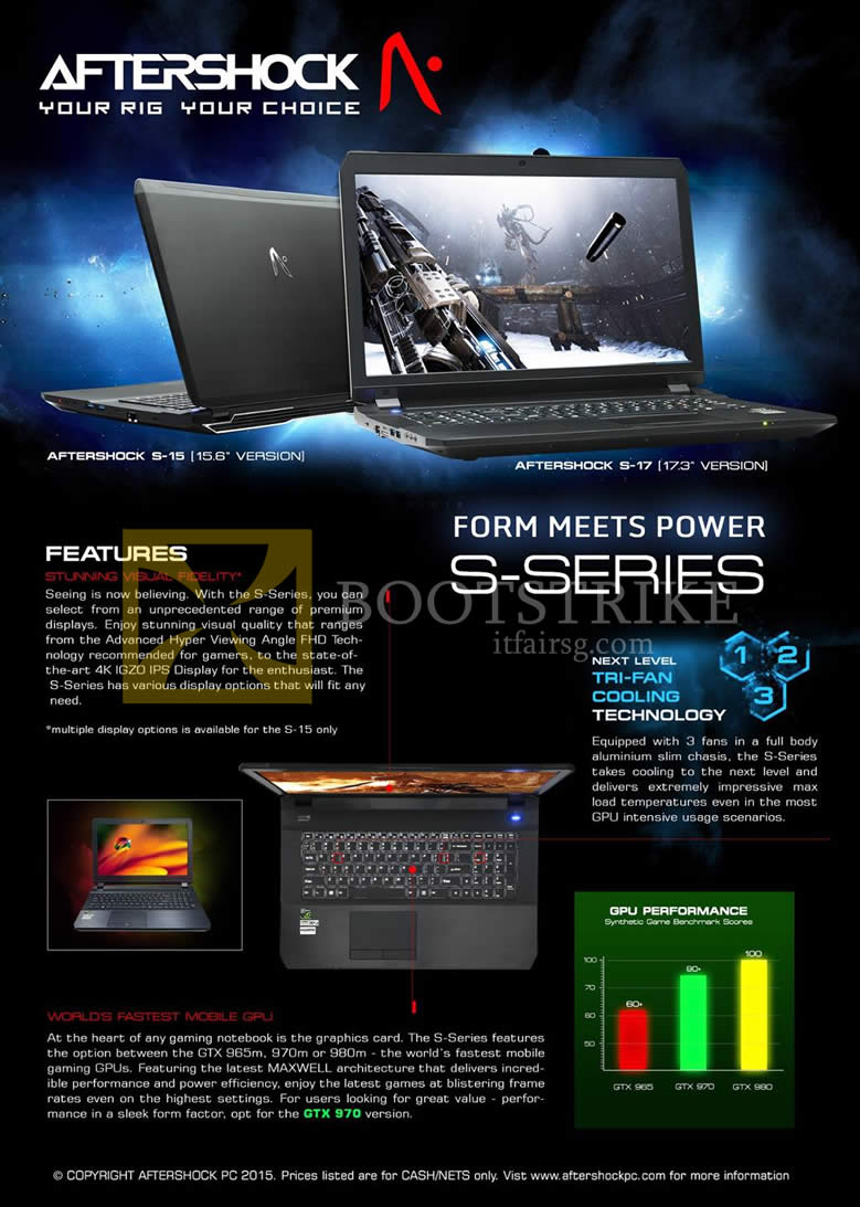 PC SHOW 2015 price list image brochure of Aftershock Notebooks S-Series Features S-15, S-17