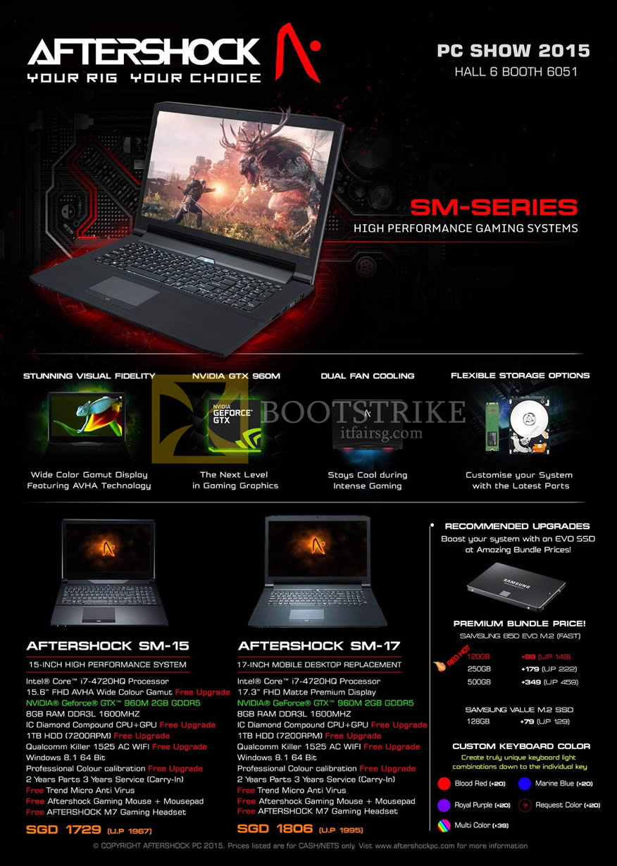 PC SHOW 2015 price list image brochure of Aftershock Notebooks SM-15 SM-17