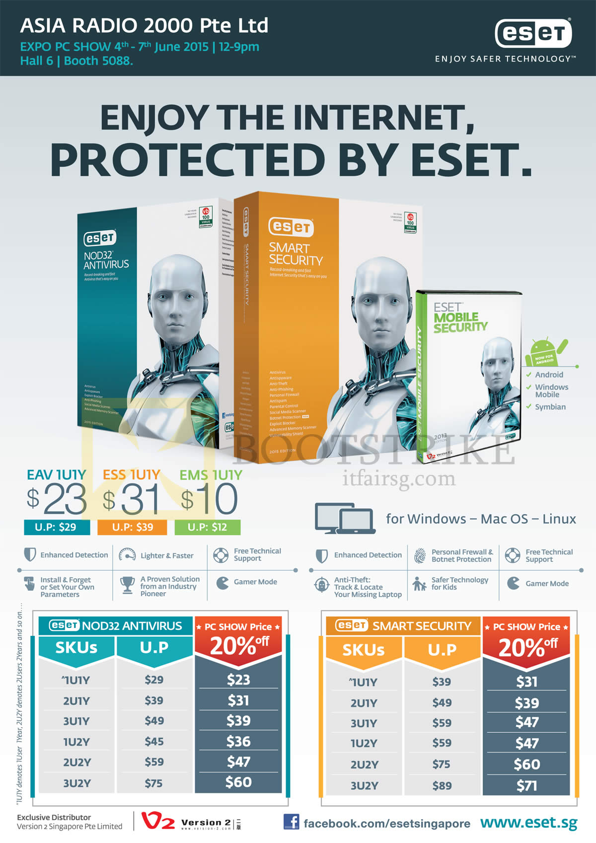 PC SHOW 2015 price list image brochure of Asia Radio ESET Smart Security, Nod32 Antivirus