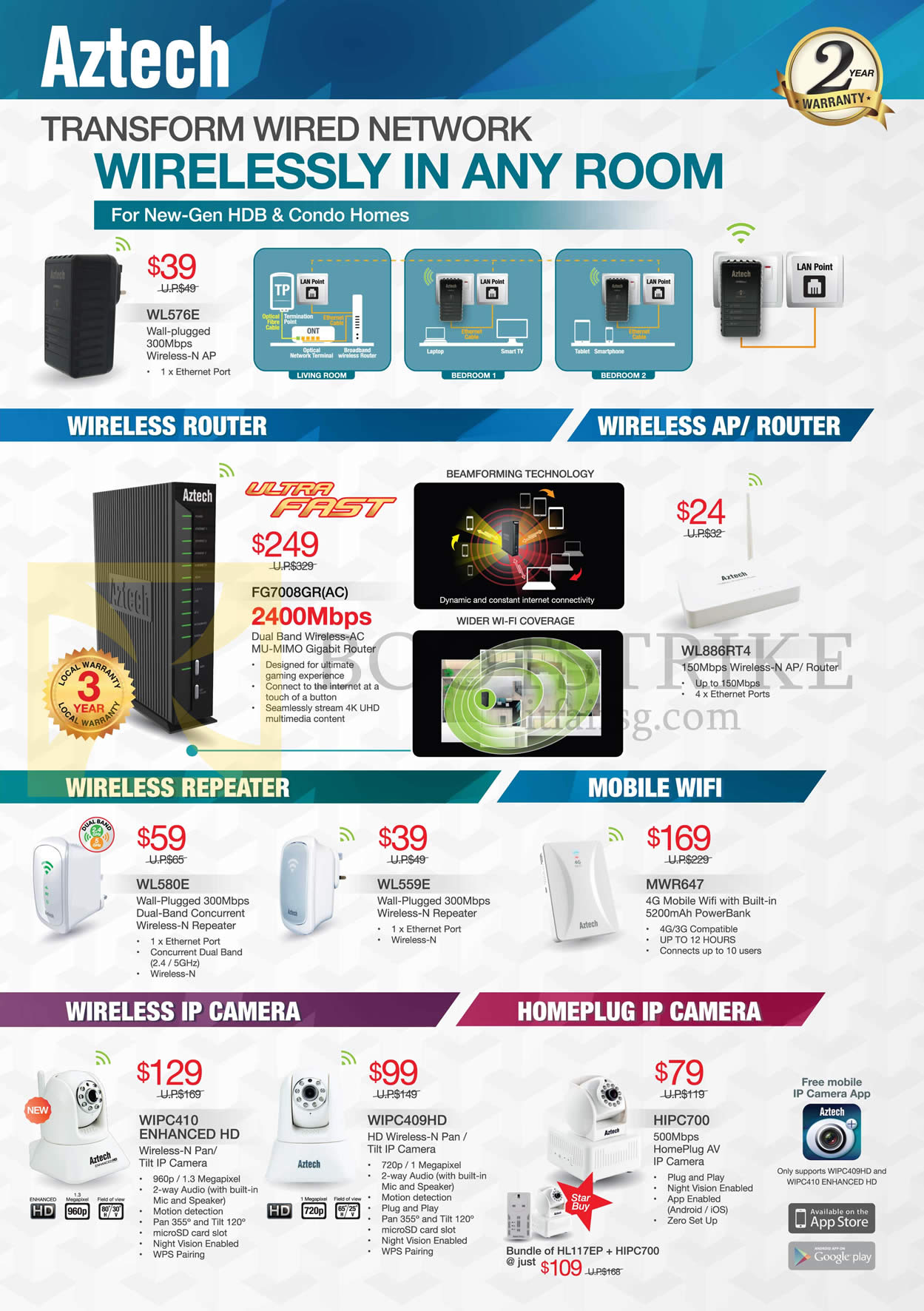 PC SHOW 2015 price list image brochure of Aztech Networking Wireless Router, AP Router, Repeater, IP Camera, Mobile Wifi, Homeplug IP Camera