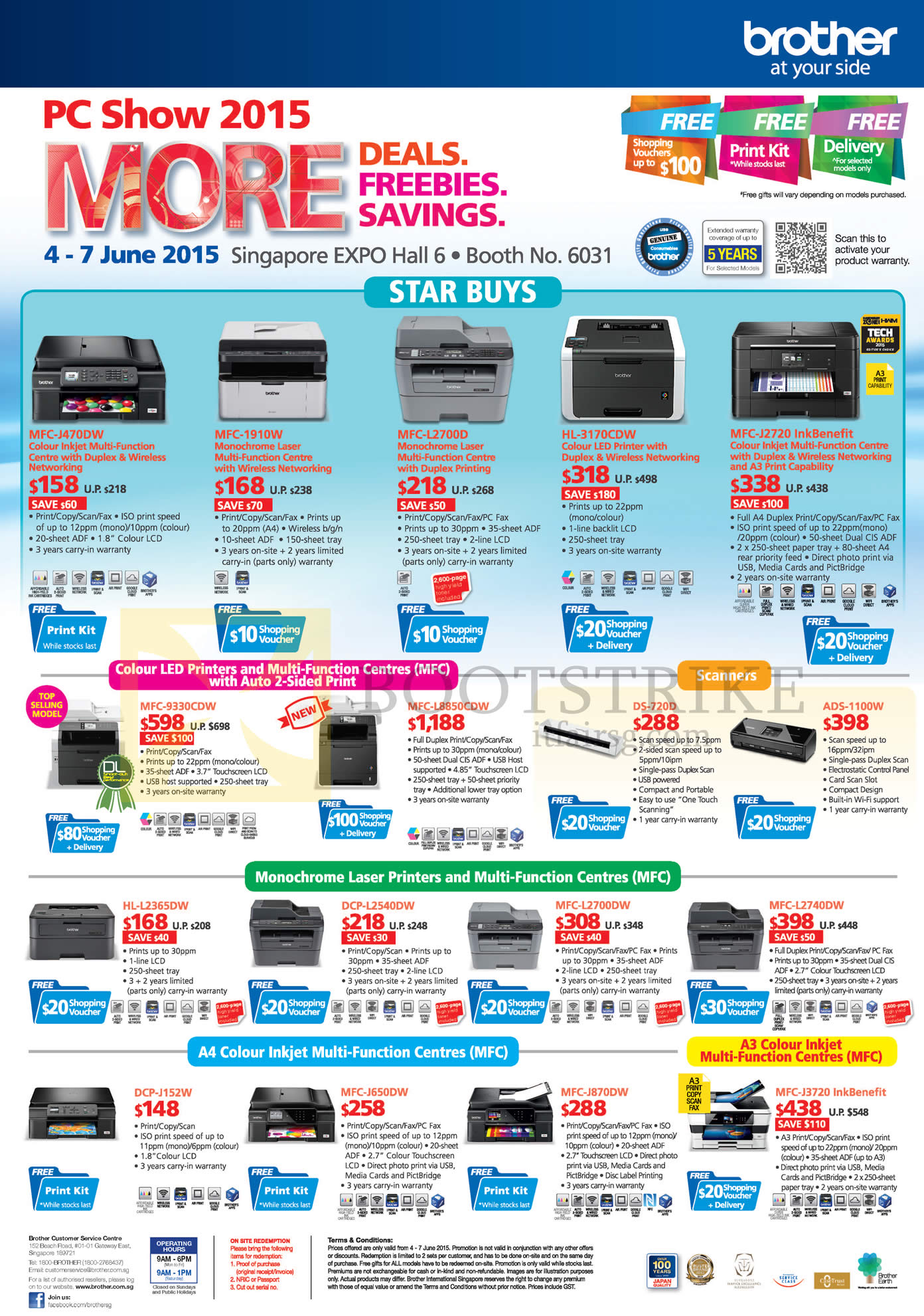 PC SHOW 2015 price list image brochure of Brother Printers Laser Inkjet Colour LED MFC, HL, DCP, MFC
