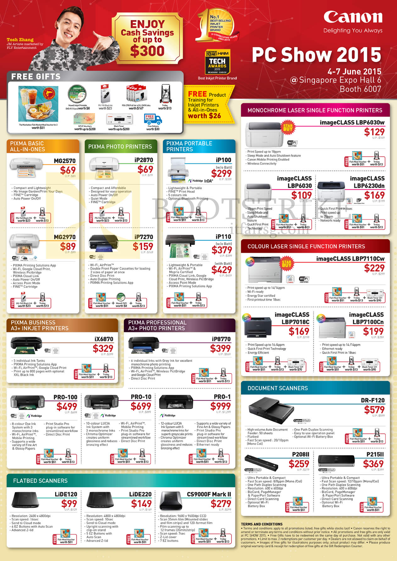 PC SHOW 2015 price list image brochure of Canon Printers Pixma Photo, Portable, ImageClass Laser, Business, Professional, Scanners