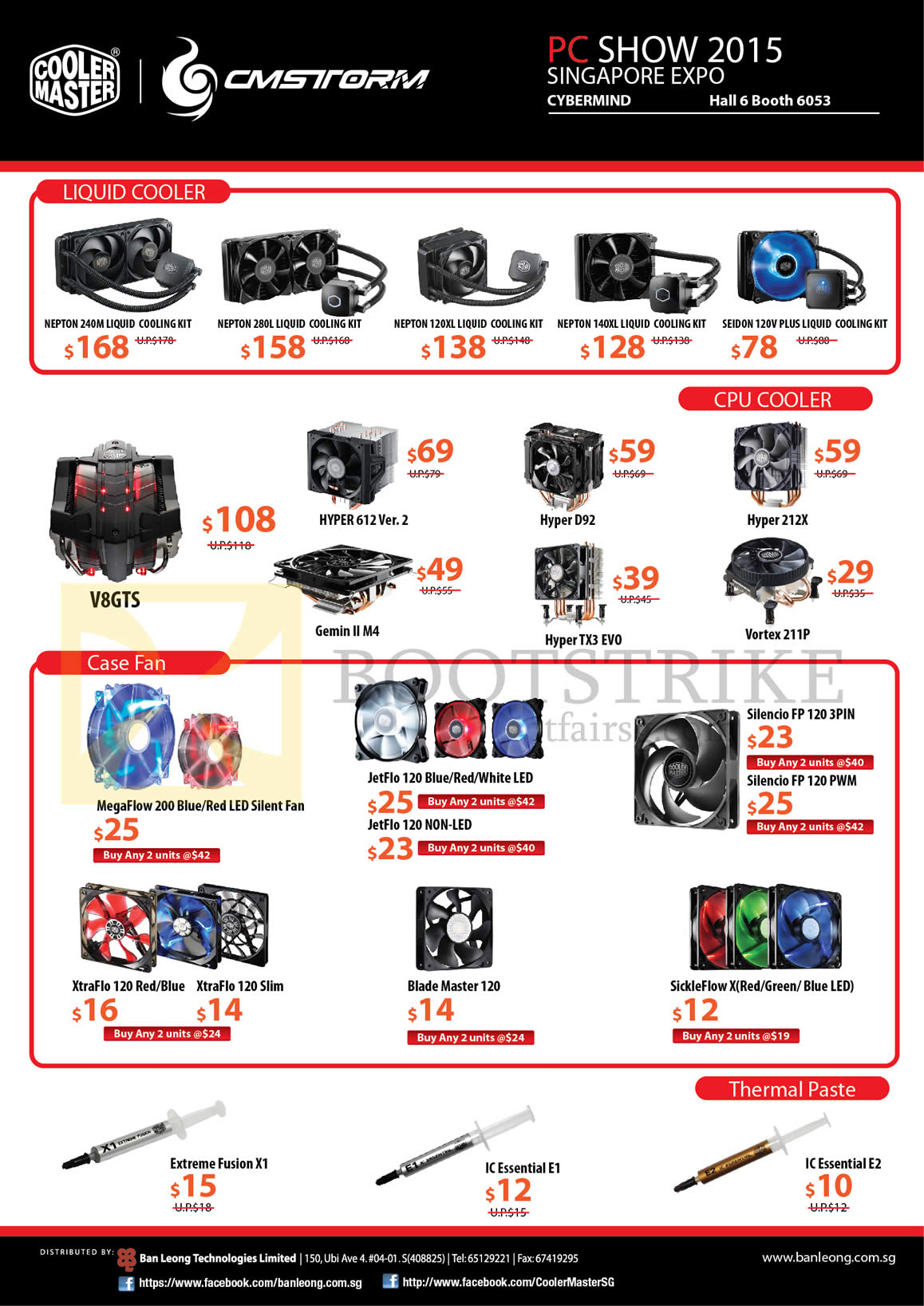 PC SHOW 2015 price list image brochure of Cooler Master CMStorm Cybermind Liquid Cooler, Case Fan, CPU Cooler, MegaFlow, XtraFlo, JetFlo, Blade Master, Hyper, Nepton
