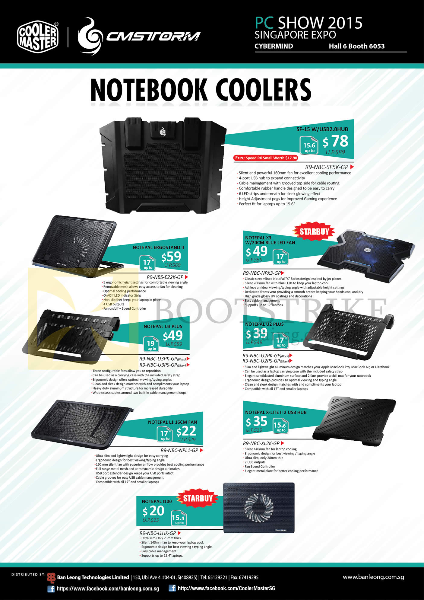 PC SHOW 2015 price list image brochure of Cooler Master CMStorm Cybermind Notebook Coolers Notepal, Ergostand, U3 Plus, U2, X-Lite