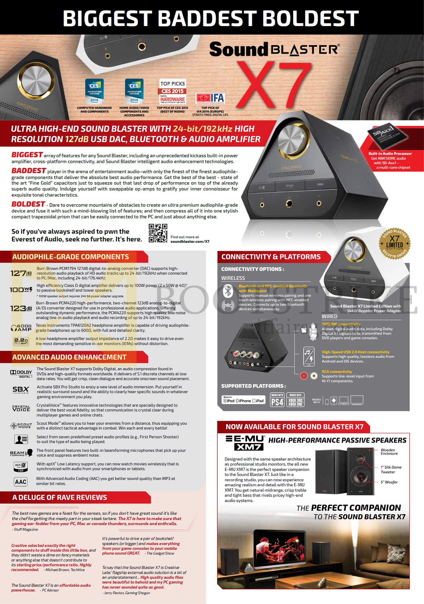 PC SHOW 2015 price list image brochure of Creative Sound Blaster X7 Features
