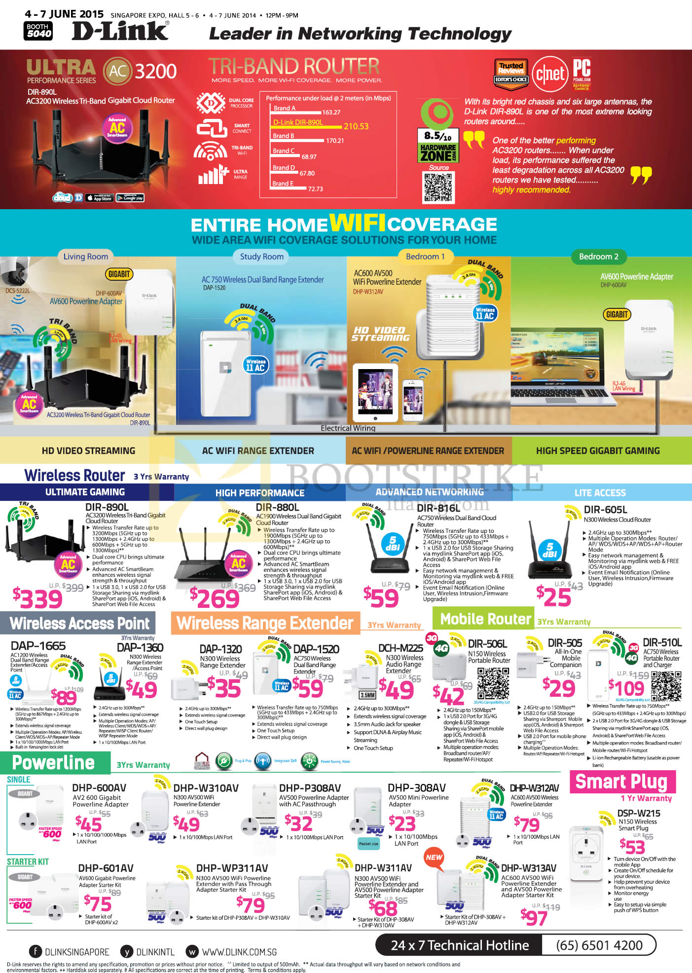 PC SHOW 2015 price list image brochure of D-Link Networking Router, Access Point, Range Extender, Powerline, Smart Plug, DIR DAP DHP DSP