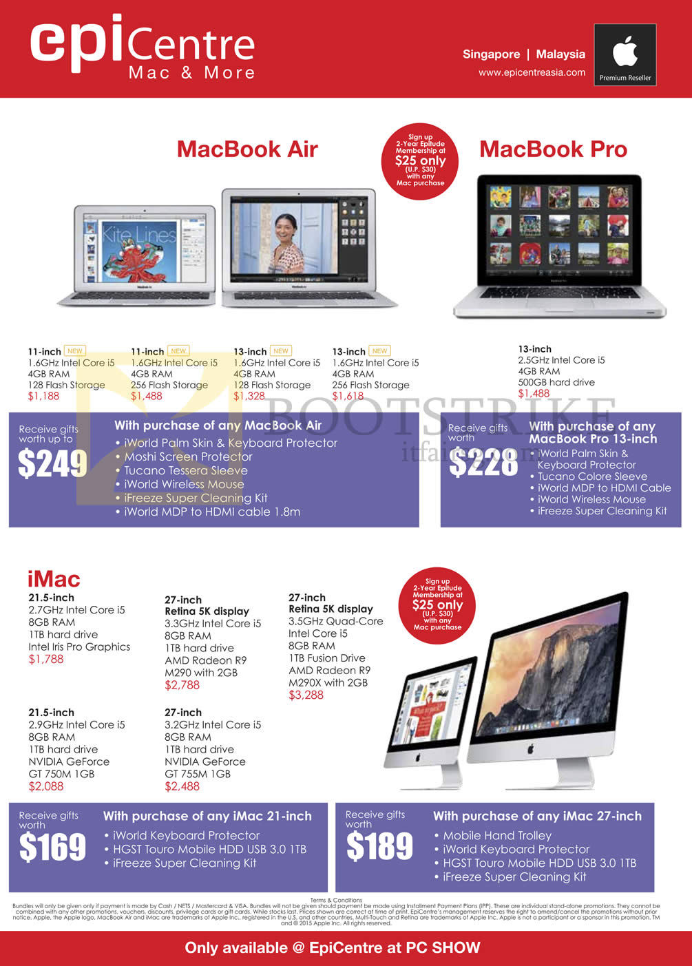 PC SHOW 2015 price list image brochure of EpiCentre Apple MacBook Notebook, Air, MacBook Pro, IMac Desktop PC